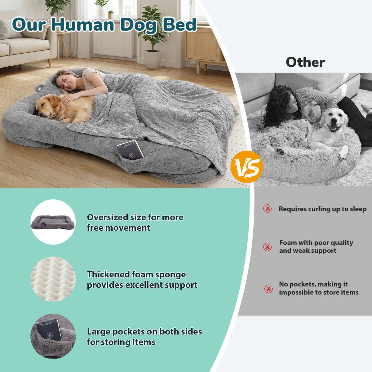 Comfortable Plush Portable Dog Bed With Washable Non Slip Bottom