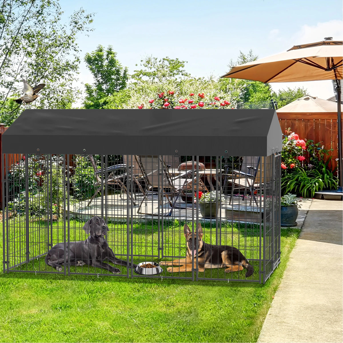 Bingopaw Outdoor Dog Kennel With Weather Resistant Cover