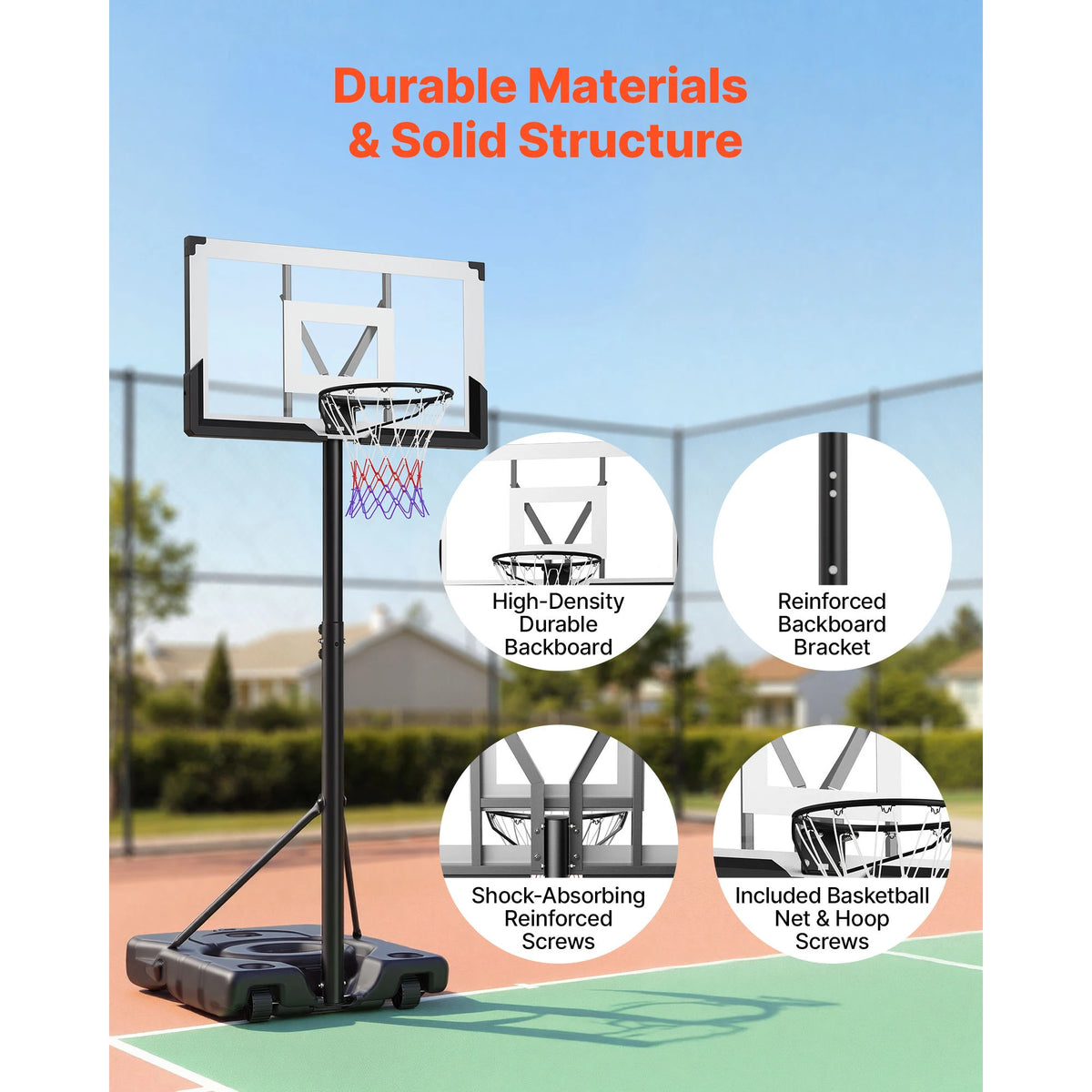 SucceBuy Portable Basketball Stand 10 ft Height Adjustment Basketball Hoop&Goal Portable Basketballs Hoop for Kids Teens Adults