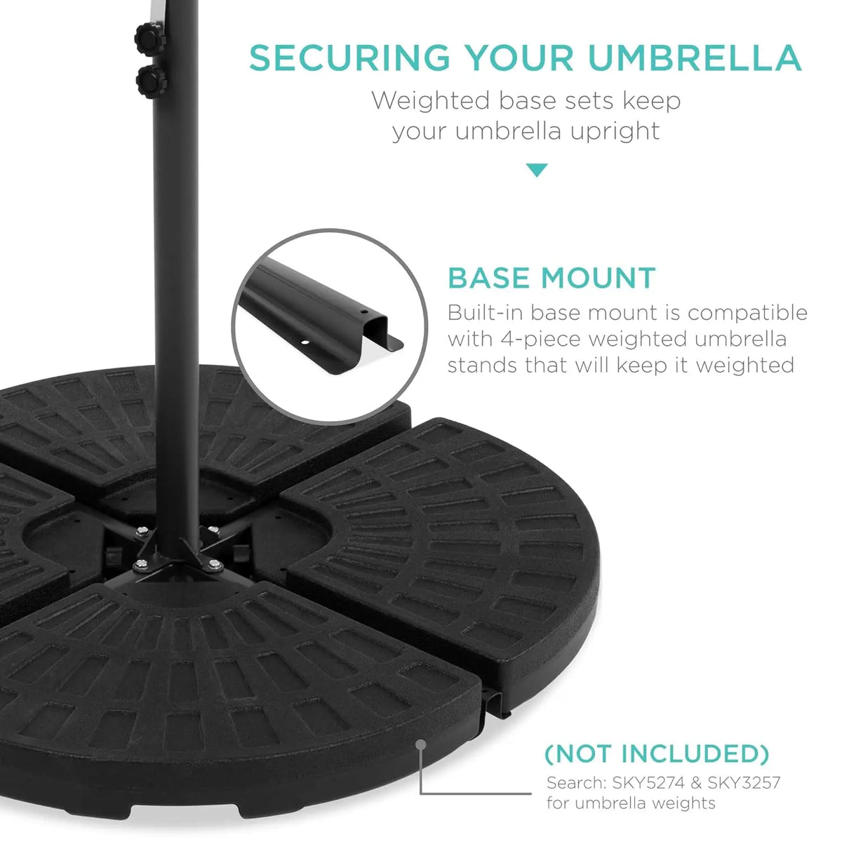 Solar LED Offset Cantilever Hanging Market Patio Umbrella