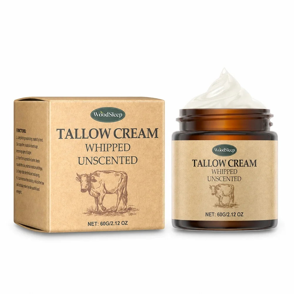 Ship from US Natural Tallow Cream WoodSleep Unscented Whipped 60g Fragrance Free Face Cream for Sensitive Skin Daily Moisturizing