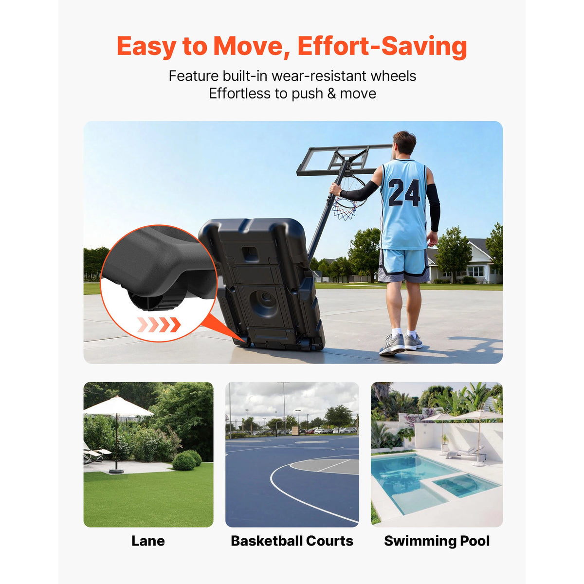 SucceBuy Portable Basketball Stand 10 ft Height Adjustment Basketball Hoop&Goal Portable Basketballs Hoop for Kids Teens Adults