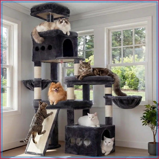 Stable Cat Tree With Sisal Scratching Posts And Spacious Perches