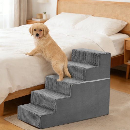 Right Angled Foam Dog Stairs Featuring Curved Non Slip Steps