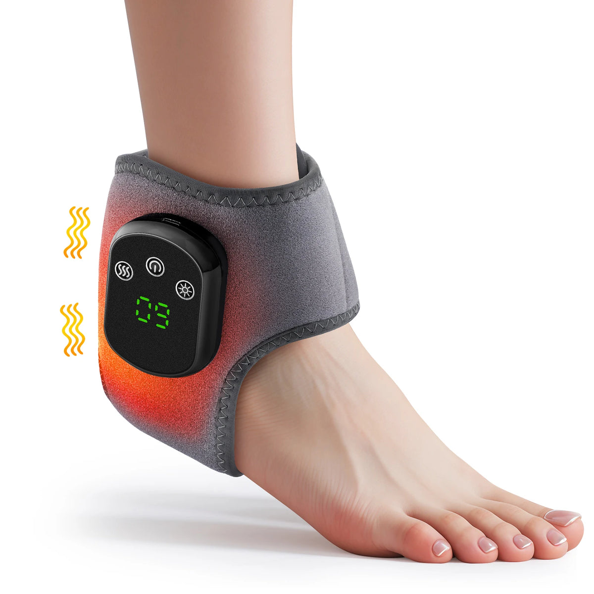 Heated Ankle Brace, 5 Levels Vibration Ankle Wrap Rechargeable Warm Support for Sports Hiking Winter Daily Care Left Right Foot