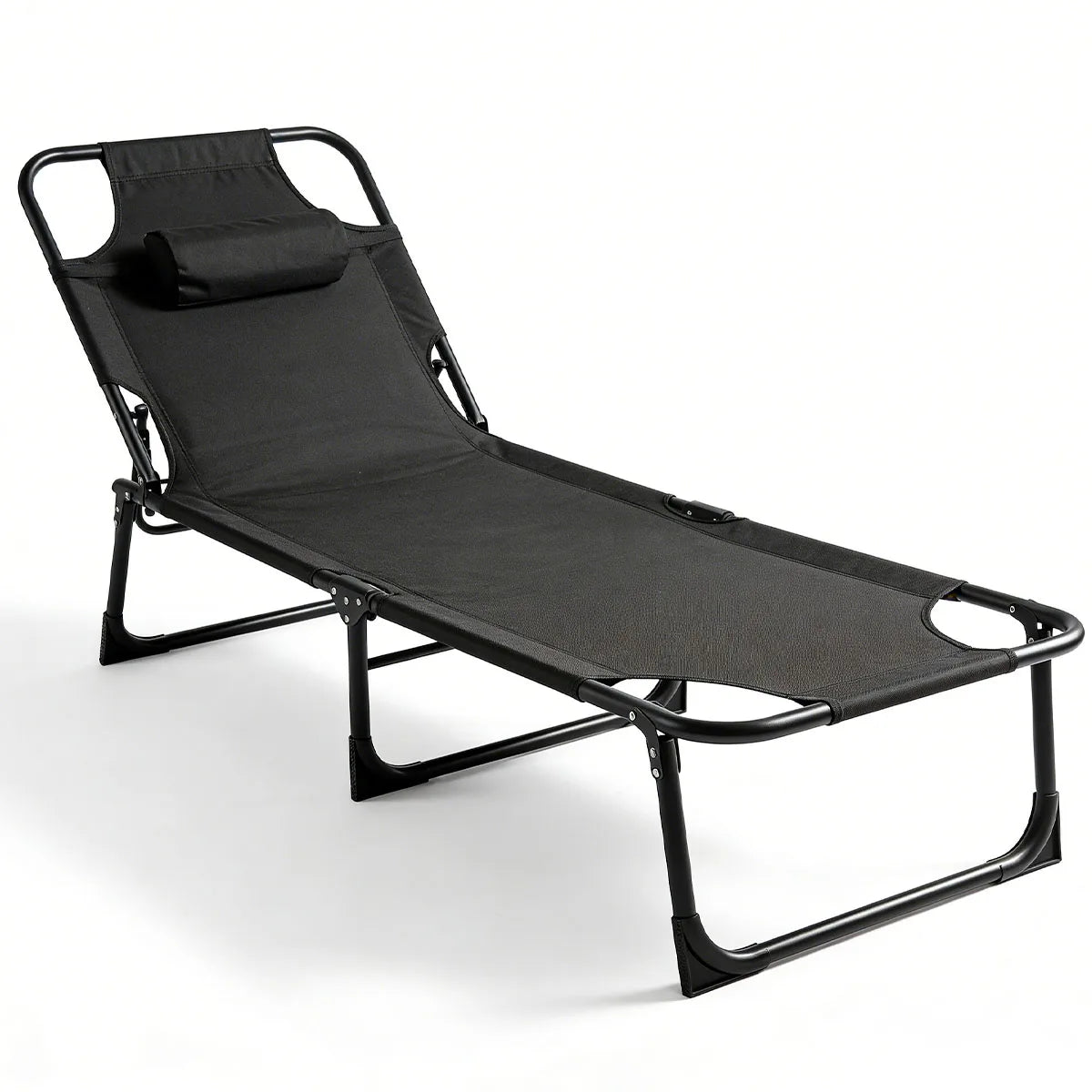 Adjustable Folding Lounge Chair With Removable Cushion For Outdoor Use