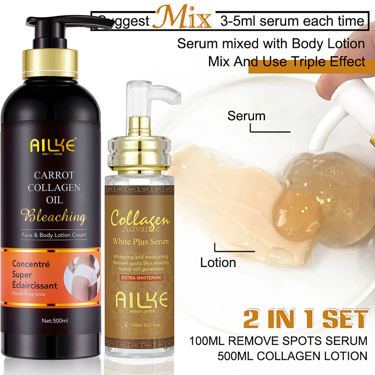 AILKE Collagen Women Skin Care Set For Whitening And Moisturizing