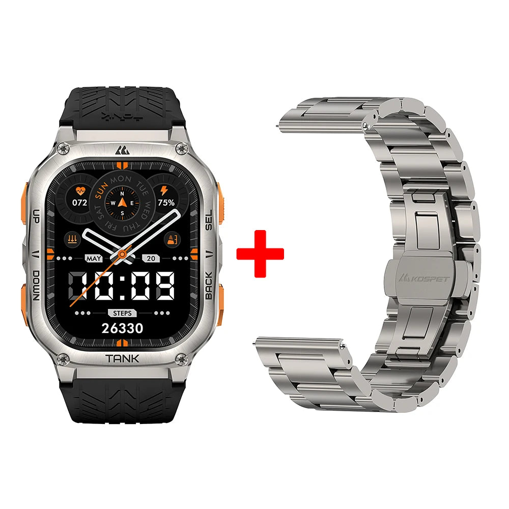 KOSPET TANK M3 Ultra GPS Smart Watch For Mentainless Steel Smartwatch 5ATM IP69K Waterproof Bluetooth Call Health Monitor