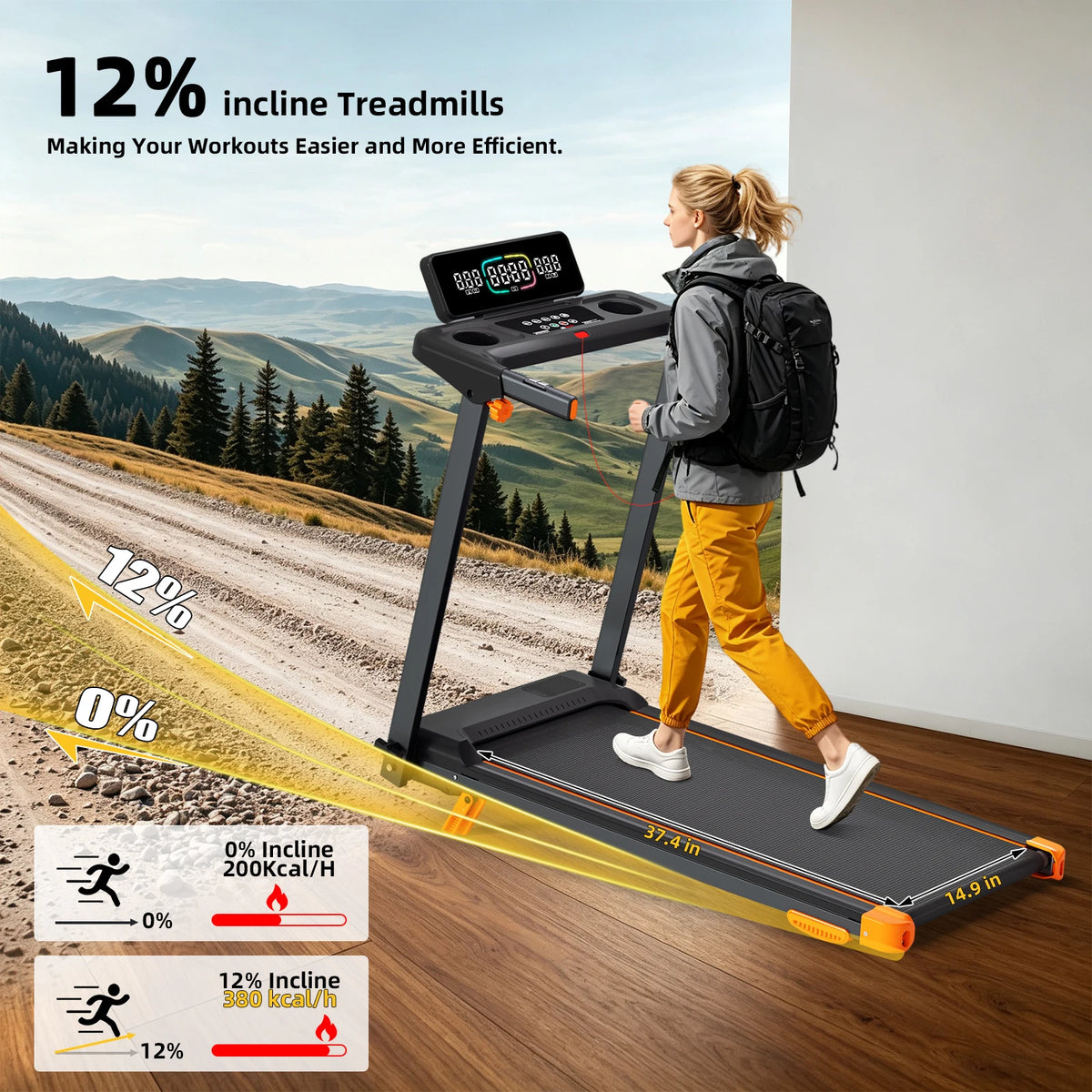Quiet 3 In 1 Foldable Walking Pad Treadmill With Incline
