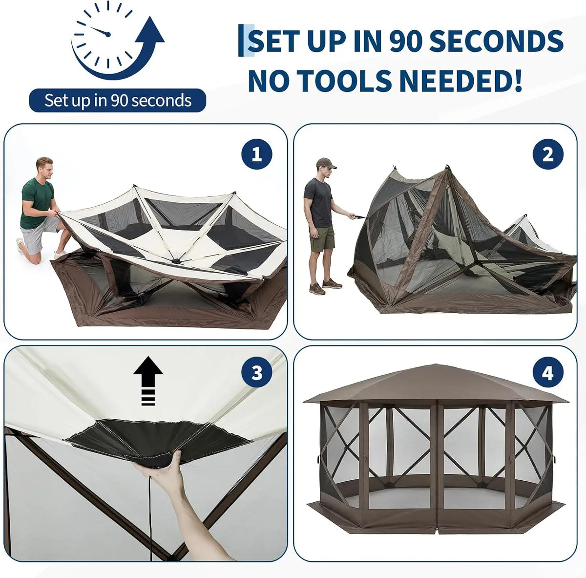 Tacleekii Pop Up Gazebo Screen Tent With Mosquito Netting