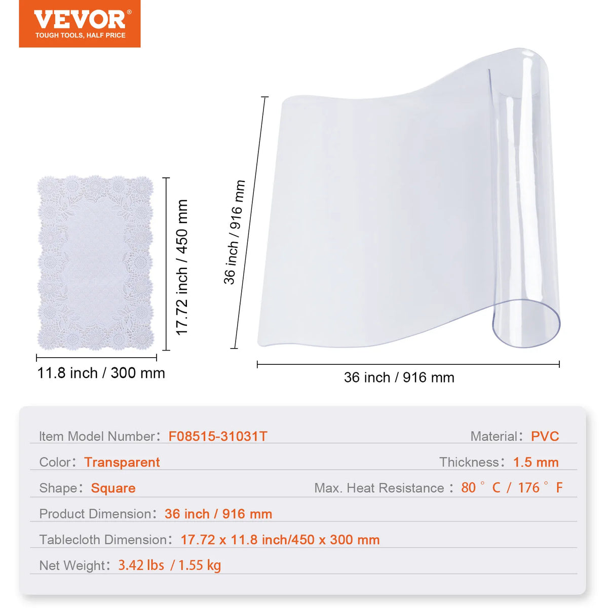 SucceBuy Waterproof PVC Tablecloth Oil Resistant Table Protector
