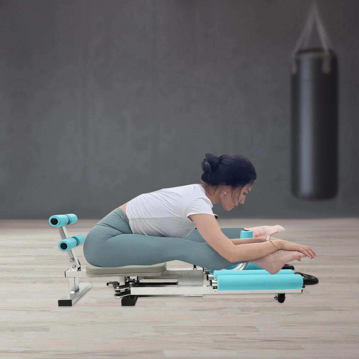 Heavy Duty Leg Stretcher Machine 330.7lbs Load Capacity 0-210° Adjustable Split Stretch Trainer Silent PVC Roller Ergonomic Soft Cushion Leg Stretch Training Device for Ballet Yoga Dance Martial Arts Flexibility Training