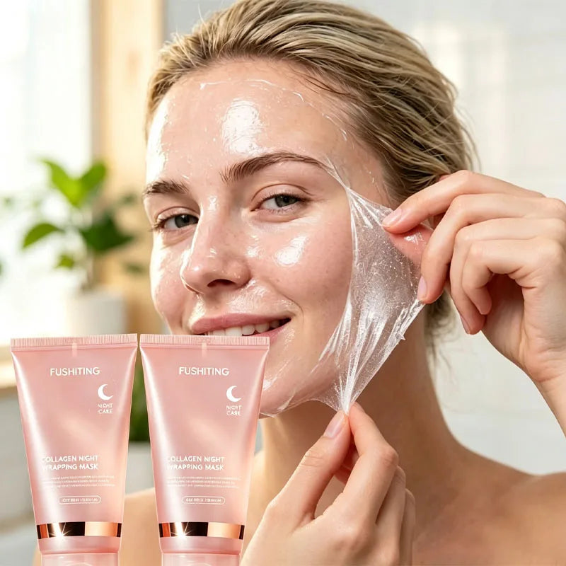 2PCS Hydrolyzed Collagen Peel-Off Mask, Instantly Moisturize, Suitable for Loose Skin And Facial Wrinkles, Making The Face Look More Tighter And Smoother, Watery Texture Easy to Apply And Tear, Unisex.