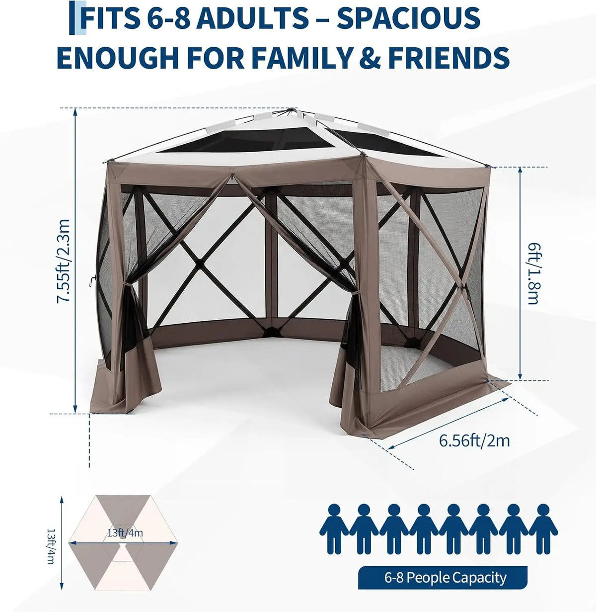 Tacleekii Pop Up Gazebo Screen Tent With Mosquito Netting