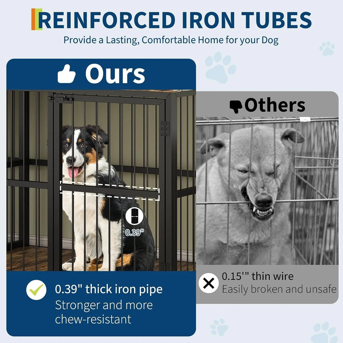 Premium Double Dog Crate Furniture With Lockable Interior Divider