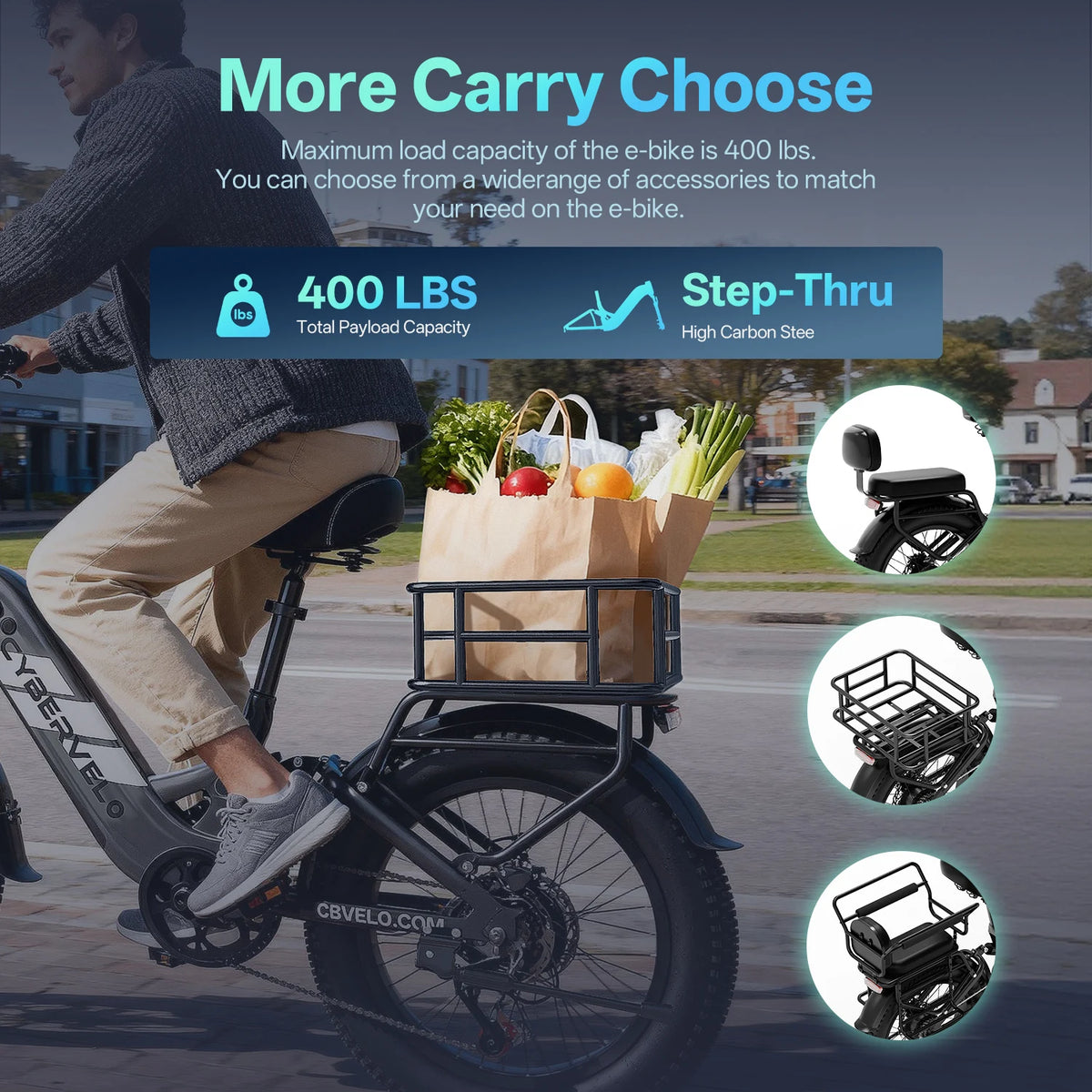 CBVELO EK12 Step Through Fat Tire Electric Commuter Bike