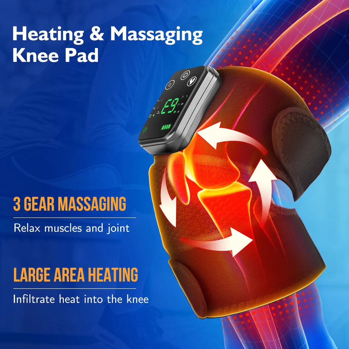 Hailicare Rechargeable Heated Knee Massager Brace With Vibration