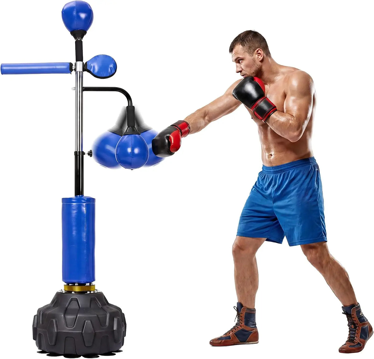 Height Adjustable Freestanding Boxing Bar With Swivel Bar And 2 Speed Balls Ideal For Adult MMA And Muay Thai Training Improves Dodging Reflexes And Punch Accuracy