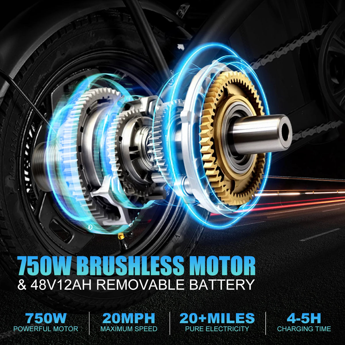 HEZZO T5 Folding Electric Bike With 750W Peak Motor