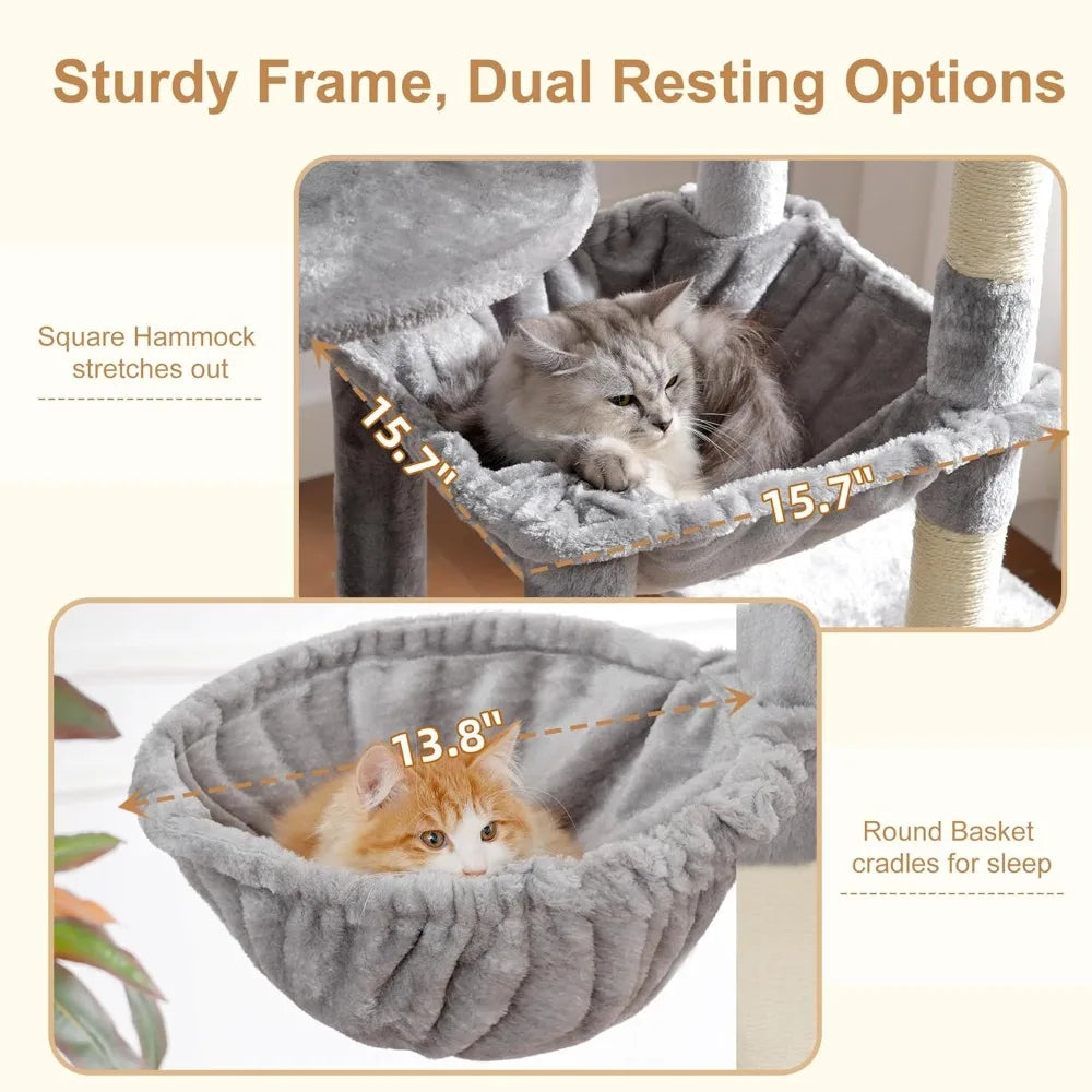 Heavy Duty Cat Tree Wide Base Condos Hammocks Posts