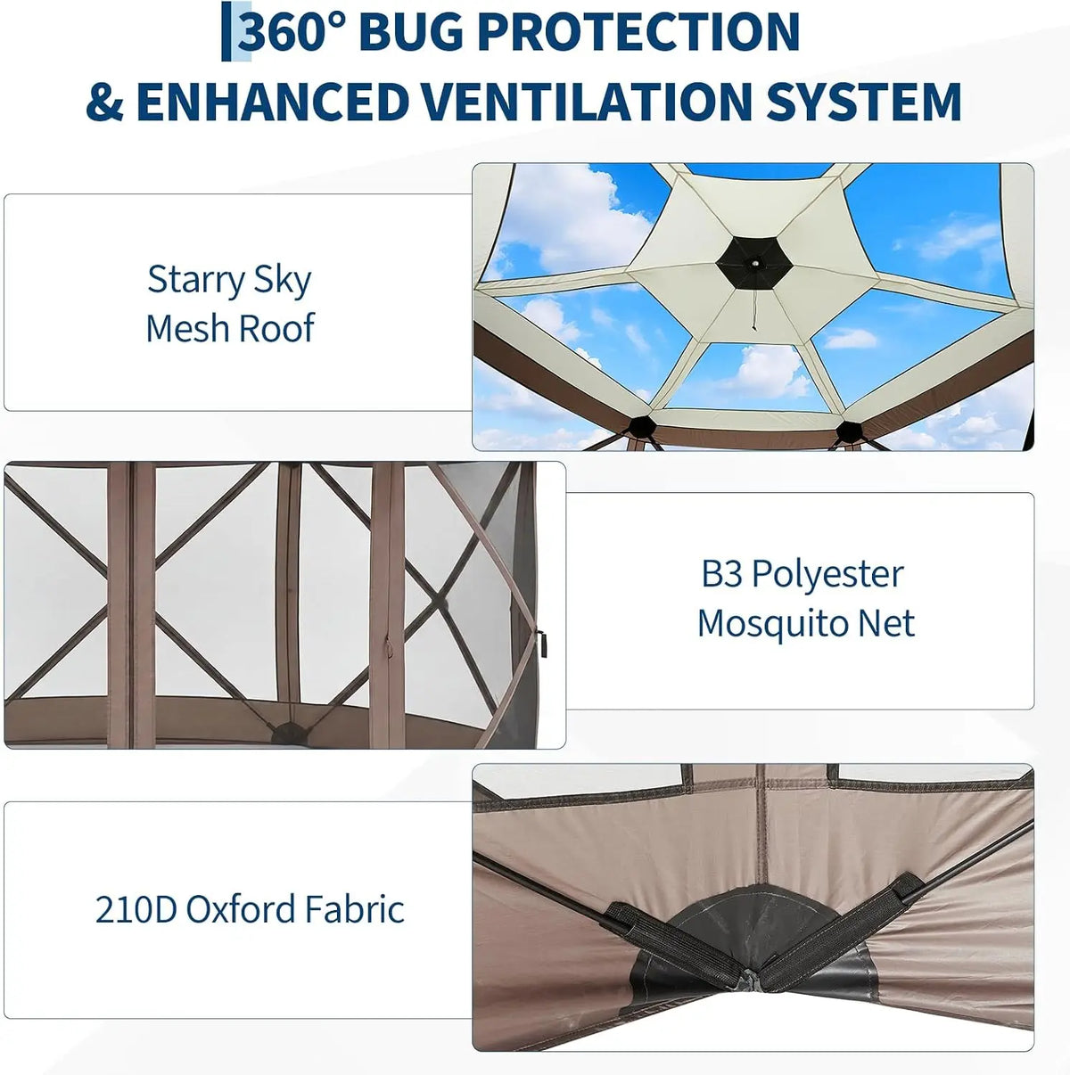 Tacleekii Pop Up Gazebo Screen Tent With Mosquito Netting