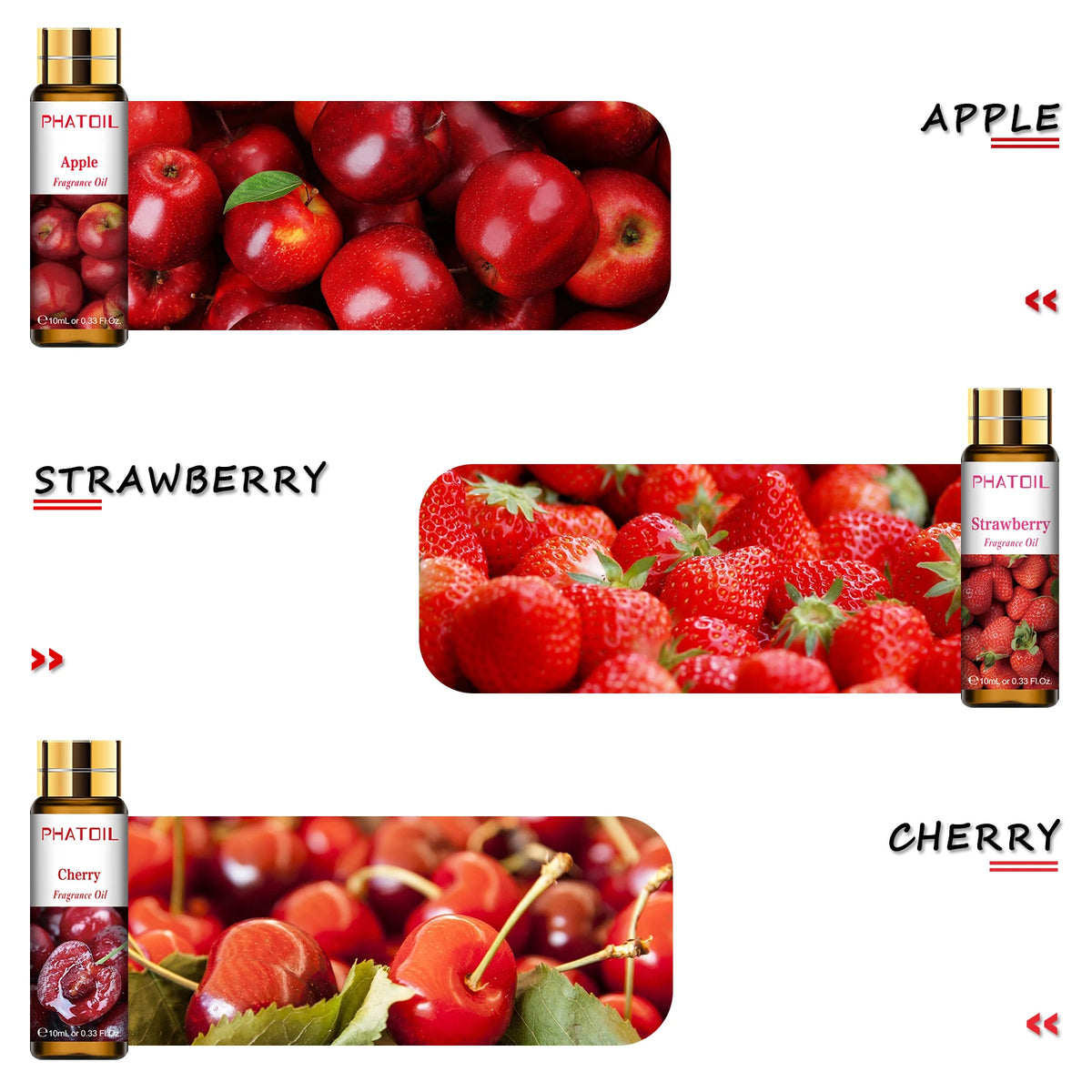 PHATOIL 9PCS Fruity Fragrance Oil Gift Set for Diffuser, Soap Candle Making-10ML Lime, Apple, Mango, Strawberry, Pineapple, Cherry, Coconut, Watermelon, Passion Fruit Long-lasting Aroma Essential Oil