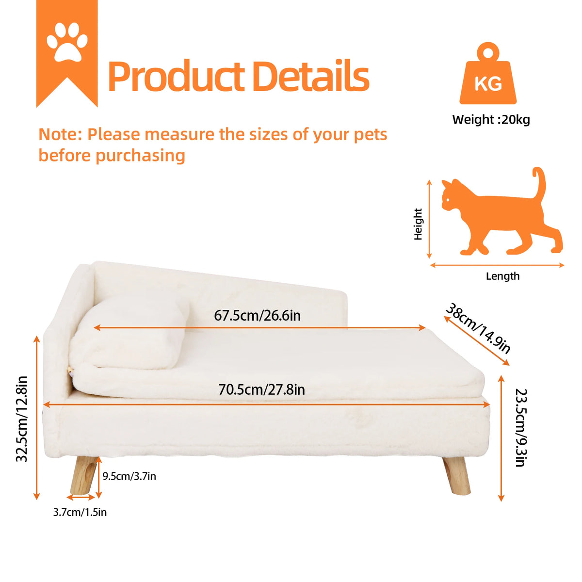 Bingopaw Waterproof Raised Pet Sofa Bed Couch Plush Cushion