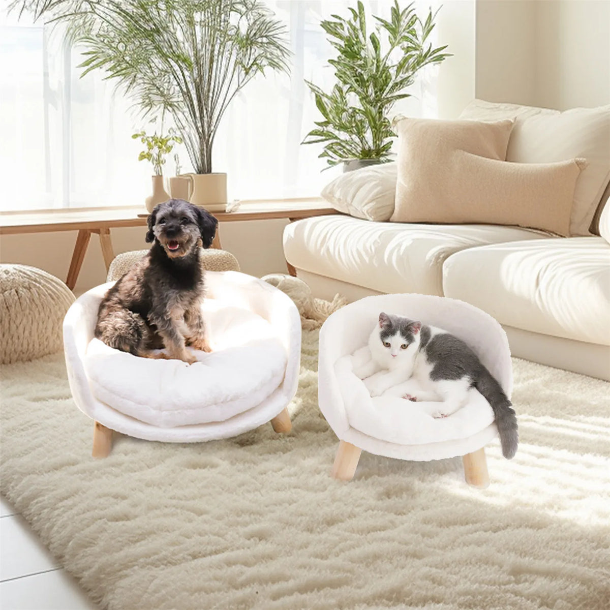 BINGOPAW Waterproof Wooden Pet Sofa Bed With Removable Cushion
