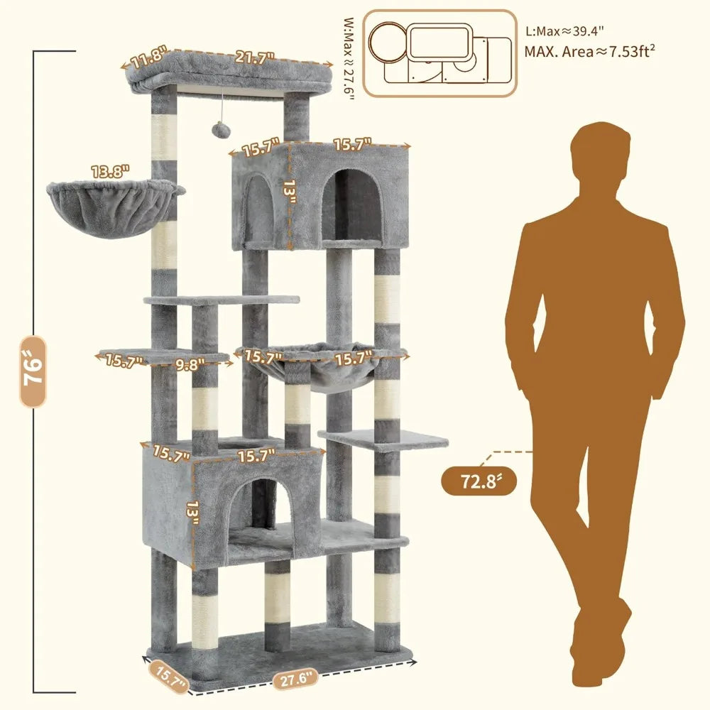 Heavy Duty Cat Tree Wide Base Condos Hammocks Posts