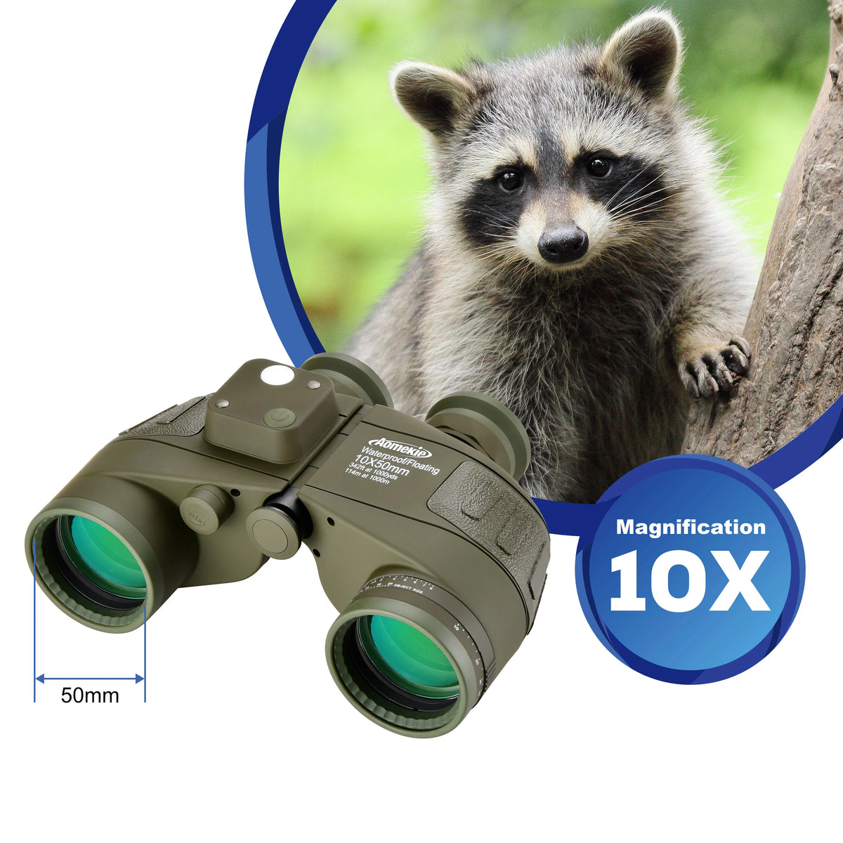 Marine Binoculars With Rangefinder Compass And Waterproof BAK4 Prism